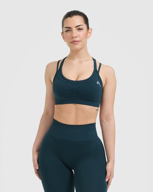 Oner Modal Effortless Seamless Layered Sports Bra | Oil Blue