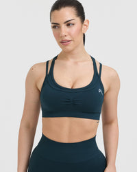 Effortless Seamless Layered Sports Bra | Oil Blue