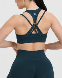 Effortless Seamless Layered Sports Bra | Oil Blue