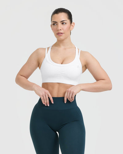 Effortless Seamless Layered Sports Bra | White