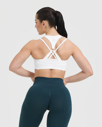 Effortless Seamless Layered Sports Bra | White