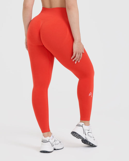 Effortless Seamless Leggings with White Logo | Charged Orange