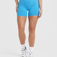 EffortlessLift™ Seamless Shorts with White Logo | Electric Blue