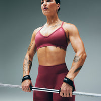 EnhanceLift™ Seamless Strappy Sports Bra New Branding | Burnt Maroon Red