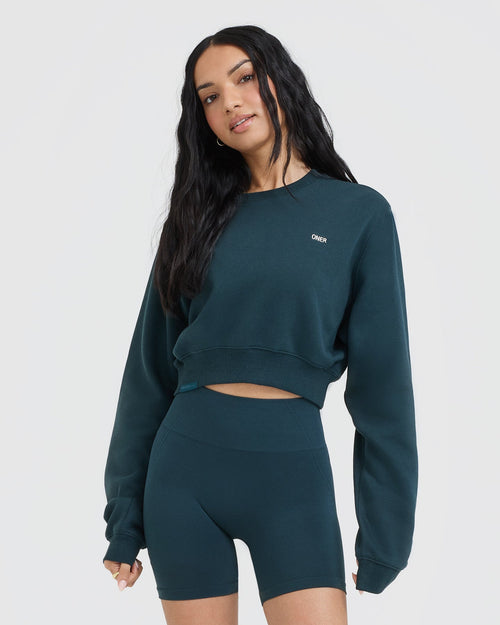 Oner Modal Foundations Crop Sweatshirt | Oil Blue