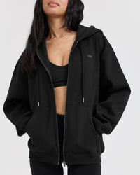 Foundations Zip Through Hoodie | Black