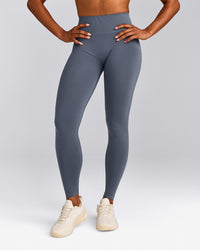 EffortlessLift™ Seamless Leggings with Grey Logo | Light Granite Blue