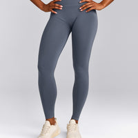 EffortlessLift™ Seamless Leggings with Grey Logo | Light Granite Blue
