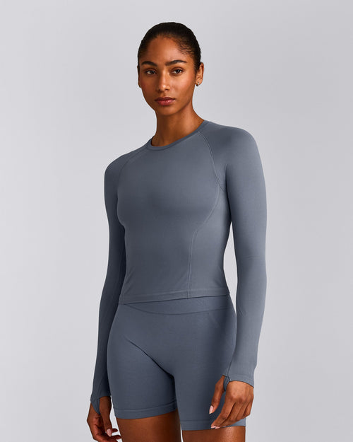 Oner Seamless Fitted Long Sleeve Top | Dark Granite Blue