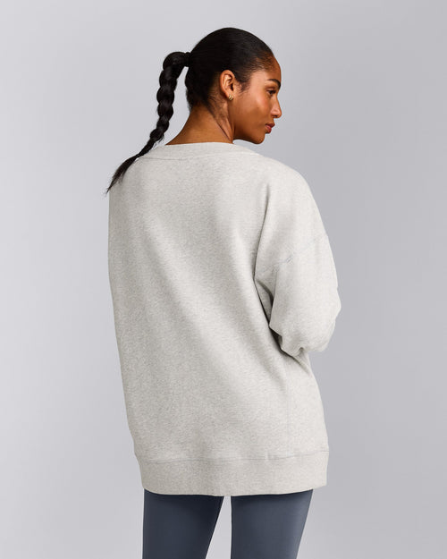 Cotton Vintage Lounge V Neck Sweatshirt | Light Grey Marl