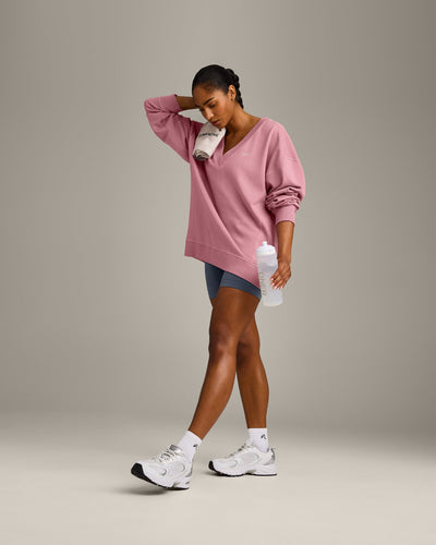Cotton Vintage Lounge V Neck Sweatshirt | Orchid Haze