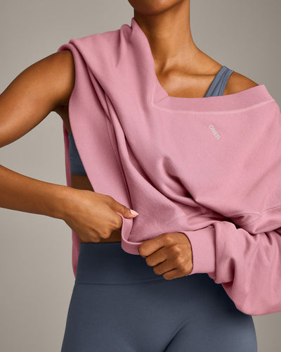 Cotton Vintage Lounge V Neck Sweatshirt | Orchid Haze