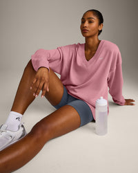Cotton Vintage Lounge V Neck Sweatshirt | Orchid Haze