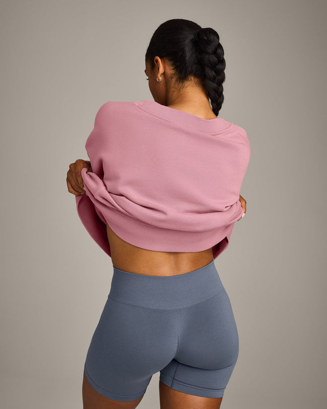 Cotton Vintage Lounge V Neck Sweatshirt | Orchid Haze