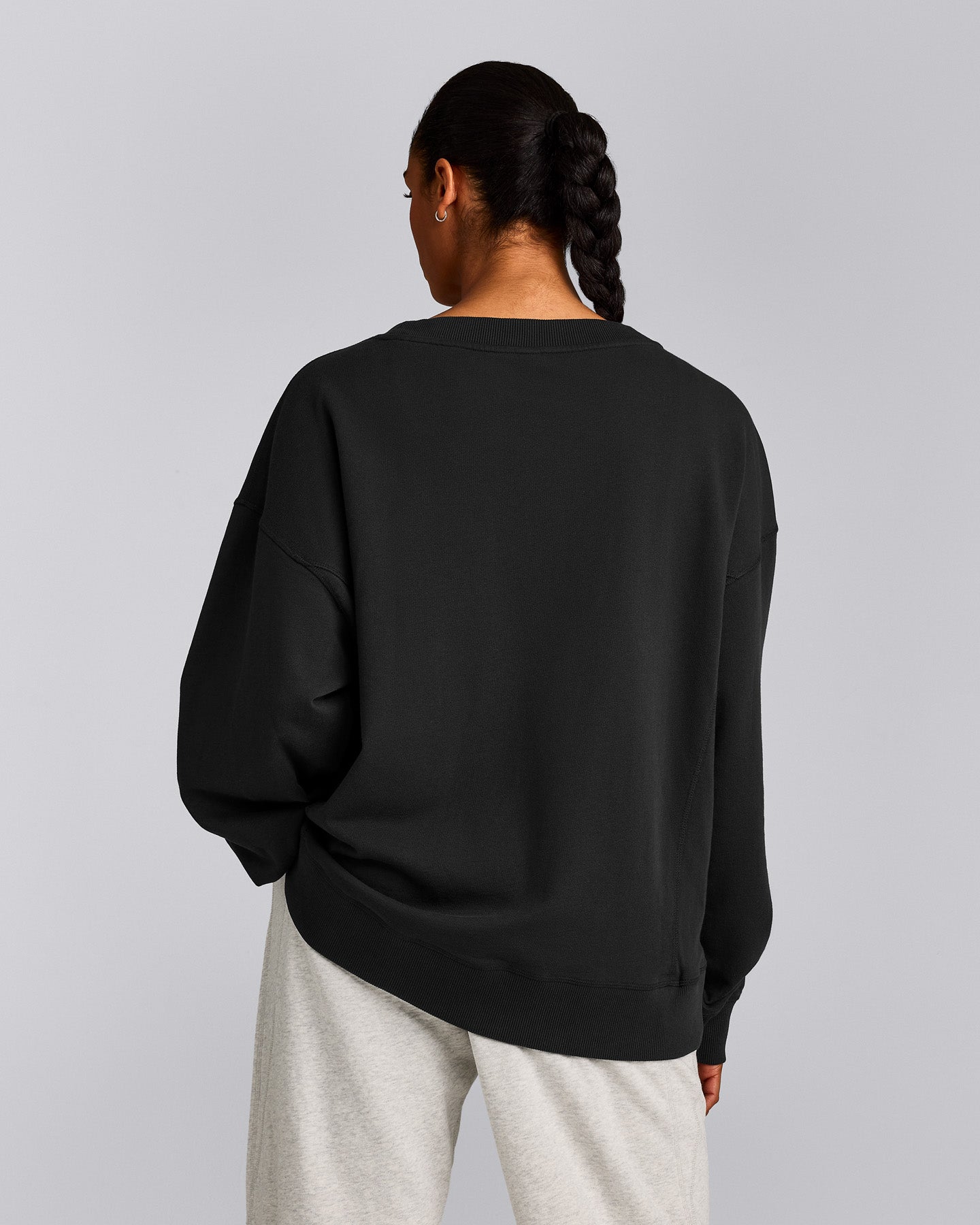 Cotton Vintage Lounge V Neck Sweatshirt | Washed Black