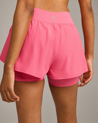 UnifiedMove™ Double Layer Shorts 5" with Reflective Logo | Hot Girl Pink