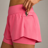 UnifiedMove™ Double Layer Shorts 5" with Reflective Logo | Hot Girl Pink