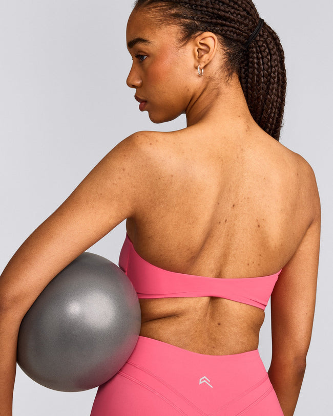 UnifiedMove™ Micro Bandeau Bralette with Reflective Logo | Hot Girl Pink