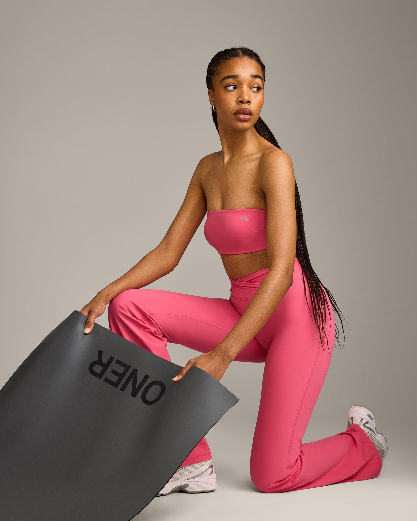 UnifiedMove™ Micro Bandeau Bralette with Reflective Logo | Hot Girl Pink