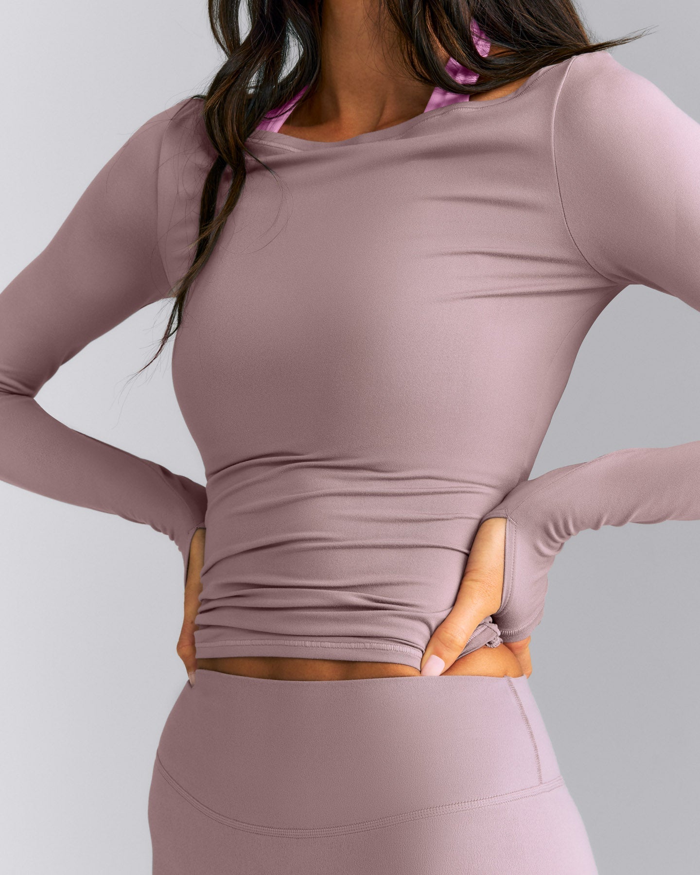 FormeSoft™ Fitted Off-The-Shoulder Long Sleeve Top | Dusty Purple