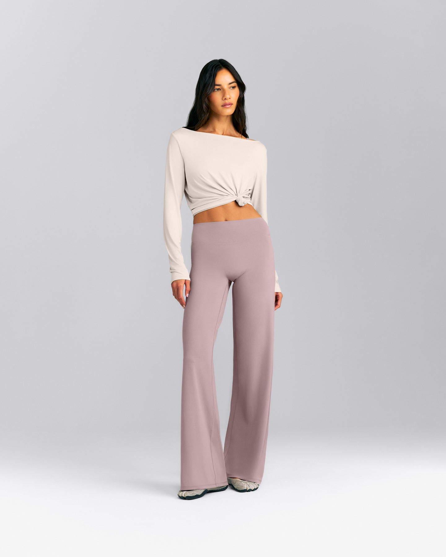 FormeSoft™ Relaxed Slash Neck Long Sleeve Top | Sand