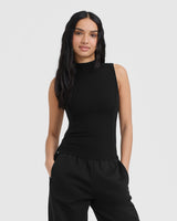 Mellow™ Rib Mock Neck Tank | Black