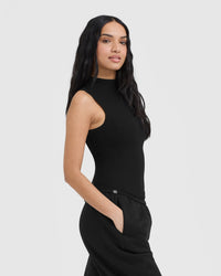 Mellow Rib Mock Neck Tank | Black