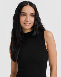 Mellow Rib Mock Neck Tank | Black