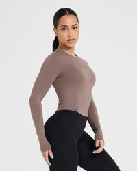 Mellow Soft Mid Long Sleeve Top | Cool Brown