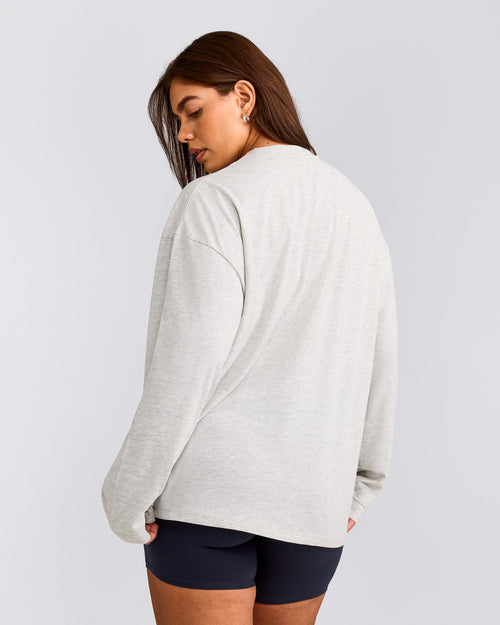 Classic Oversized Lightweight Long Sleeve Top | Light Grey Marl