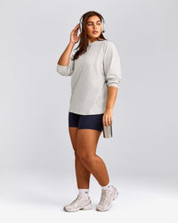 Classic Oversized Lightweight Long Sleeve Top | Light Grey Marl