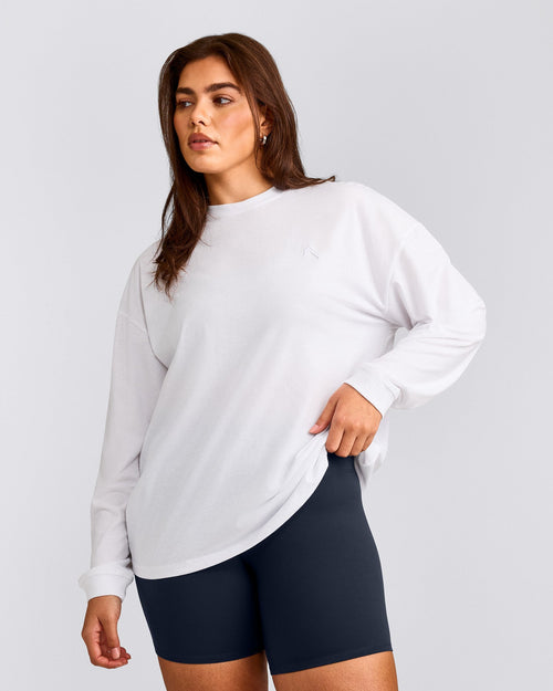 Classic Oversized Lightweight Long Sleeve Top | White