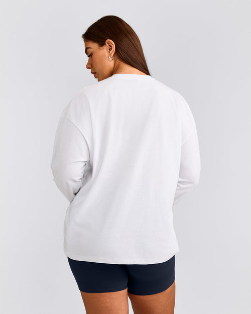 Classic Oversized Lightweight Long Sleeve Top | White