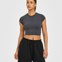 Cotton Baby T-Shirt with Grey Logo | Coal