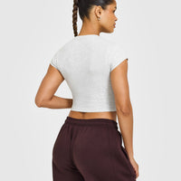 Cotton Baby T-Shirt with Grey Logo | Light Grey Marl