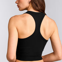 Cotton Fitted Mid Vest with Grey Logo | Black