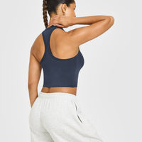 Cotton Fitted Mid Vest with Grey Logo | True Blue