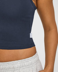 Cotton Fitted Mid Vest with Grey Logo | True Blue