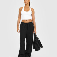 Cotton Fitted Mid Vest with Grey Logo | White