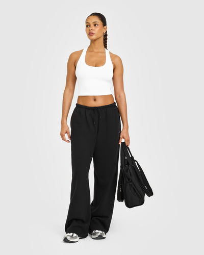 Cotton Fitted Mid Vest with Grey Logo | White