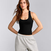 Cotton Fitted Vest with Grey Logo | Black