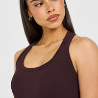 Cotton Fitted Vest with Grey Logo | Plum Brown