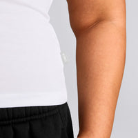 Cotton Fitted Vest with Grey Logo | White