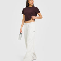 Cotton Relaxed T-Shirt with Grey Logo | Plum Brown