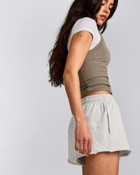 Cotton Vintage Lounge Shorts | Light Grey Marl