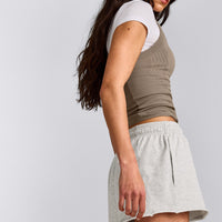 Cotton Vintage Lounge Shorts | Light Grey Marl