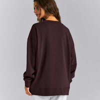 Cotton Vintage Lounge V Neck Sweatshirt | Washed Plum Brown
