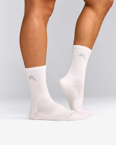 Crew Socks 3 Pack with Grey Logo | White