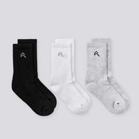 Crew Socks 3 Pack | Grey/White/Black