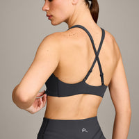 EasyLift™ Cross Back Sports Bra with Grey Logo | Coal